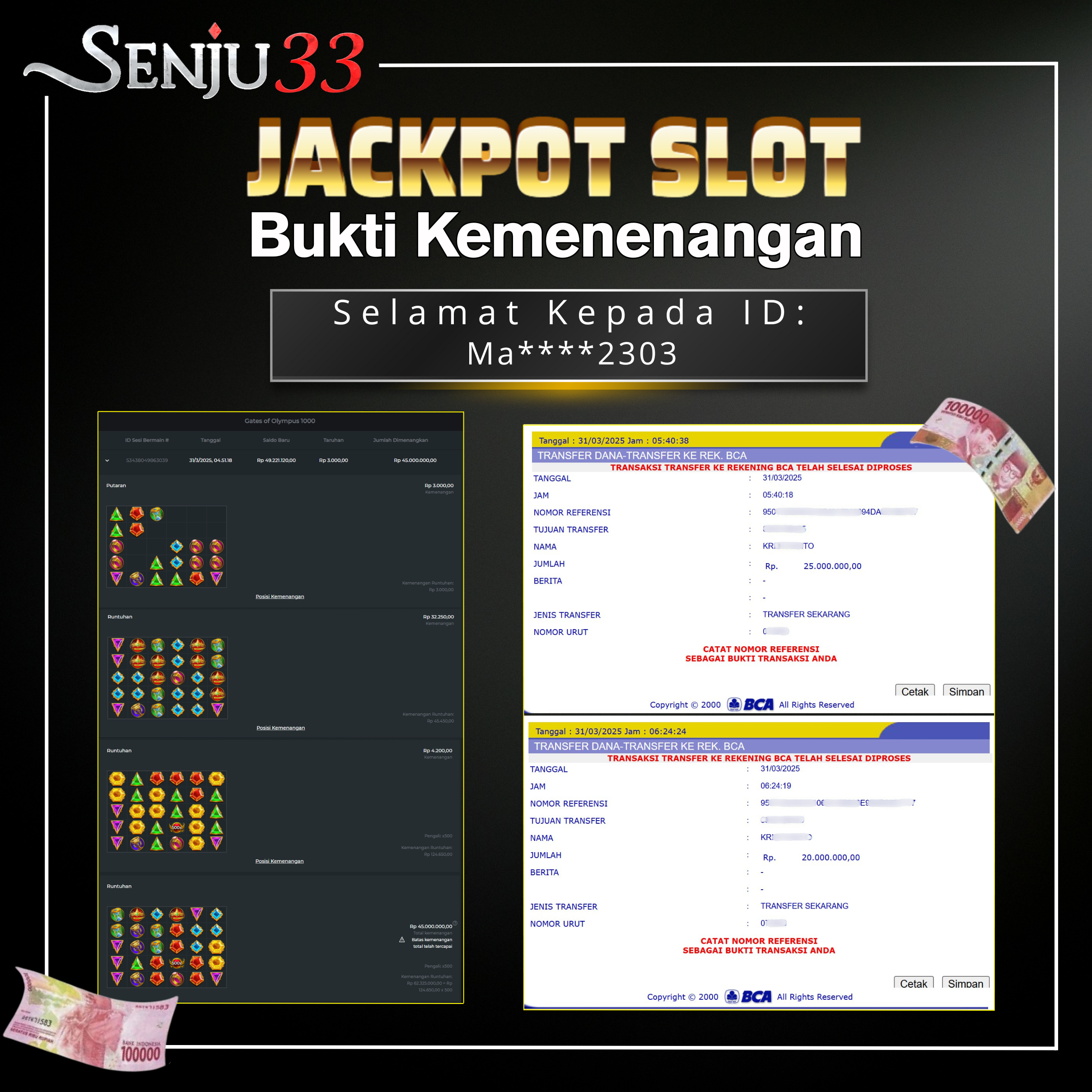 🎰 SENJU33 JACKPOT SLOT Rp. 45.000.000 LUNAS 🎉